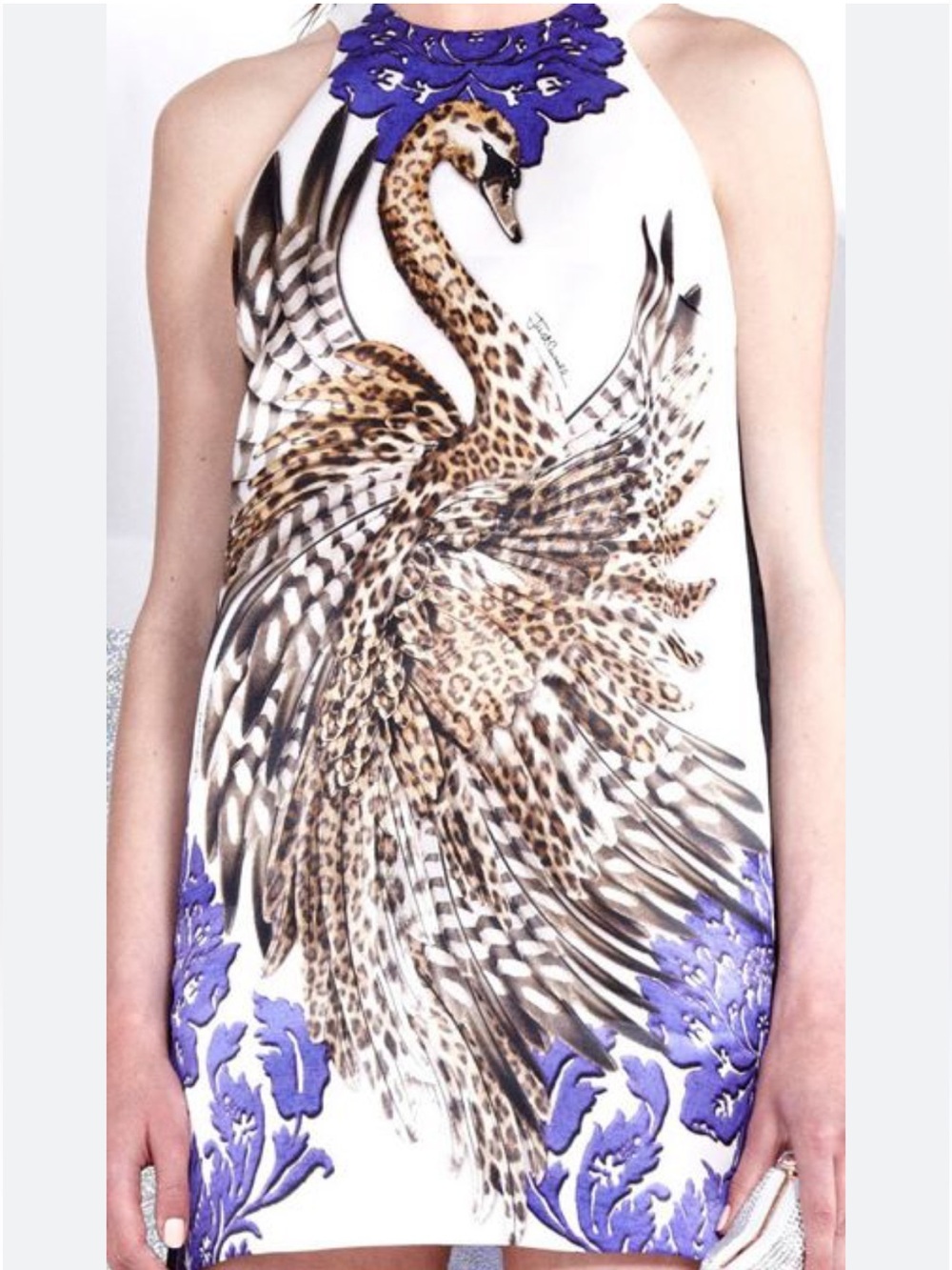 Just Cavalli Swan Print Dress Resort 2014